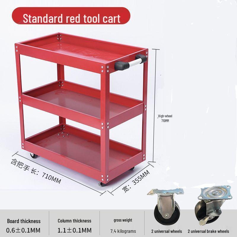 Multifunctional Three-Layer Mobile Tool Cart for Auto Repair and Home Use
