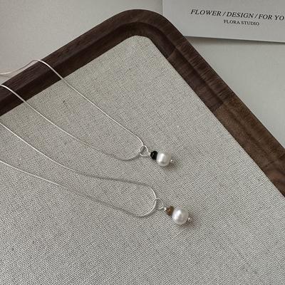 S925 Sterling Silver Design Twist Line Pearl Necklace Korean Blogger Simple Personality Collarbone Chain