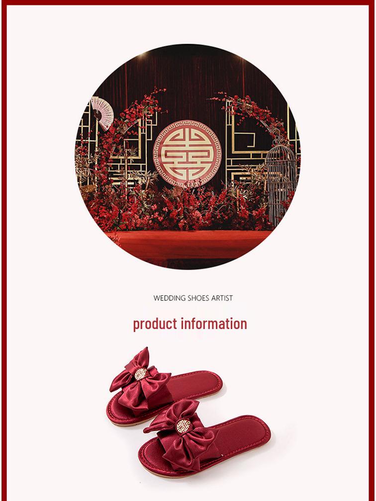 Auspicious Red Wedding Slippers Set for Bride & Groom - Spring/Summer Collection