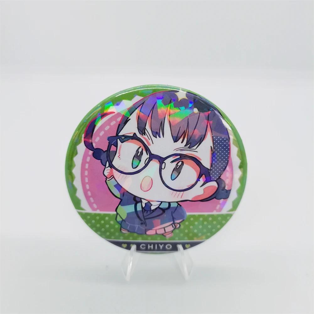 100 Girls You Cartoon Anime 58mm Laser Brooch Pin Characters Yoshimoto Shizuka Eiai Nano Pendant Jewelry
