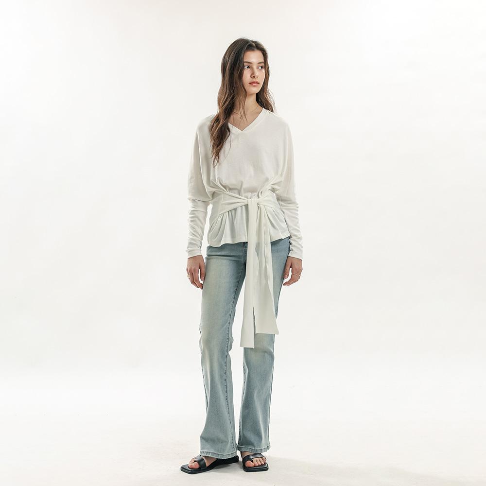 WEDNESDAY DELIGHT Wd_Soft Drape V-Neck Top_White