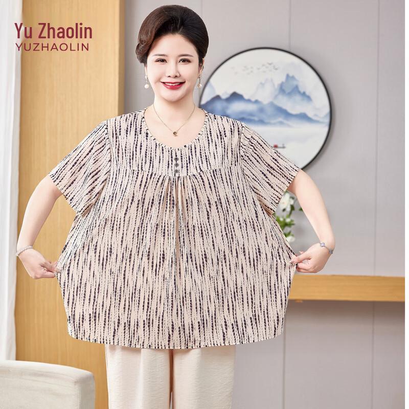 YUZHAOLIN Women s Plus Size Striped Summer Top & Two-piece Set 6XL