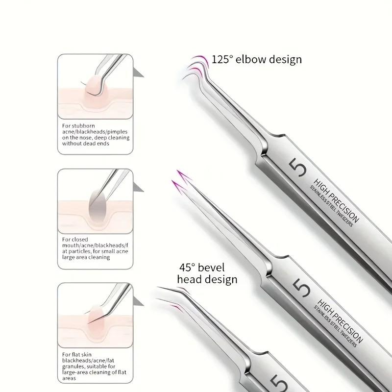 ;8-Piece Blackhead Remover Kit – Stainless Steel Blemish & Acne Extraction Tools – Professional Pimple Popper Set For All Skin