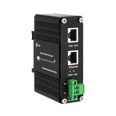 Steloproad Továbbfejlesztett Ipari Gigabit Bemenet 30W Kimenet Akár DIN Sínre és Falra Szerelhető PoE+ Injektor, 12~48V PoE+ Adapter, IEEE802.3af/at 328ft,