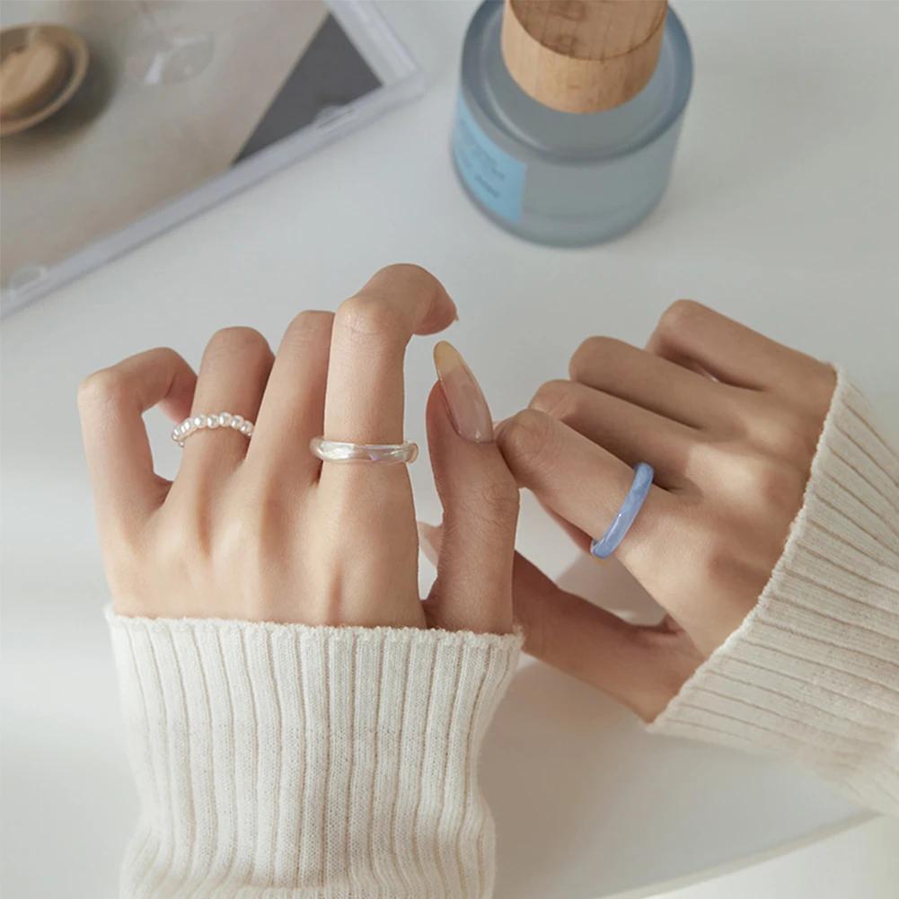 3Pcs/set Korean Colorful Resin Rings For Women Girls Vintage Simple Acrylic Rings Set Fashion Jewelry Accessories Party Gifts