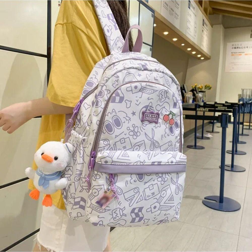 Doodle Students Backpack Graffiti Shoulder Bag Large Capacity School Bag  Travel