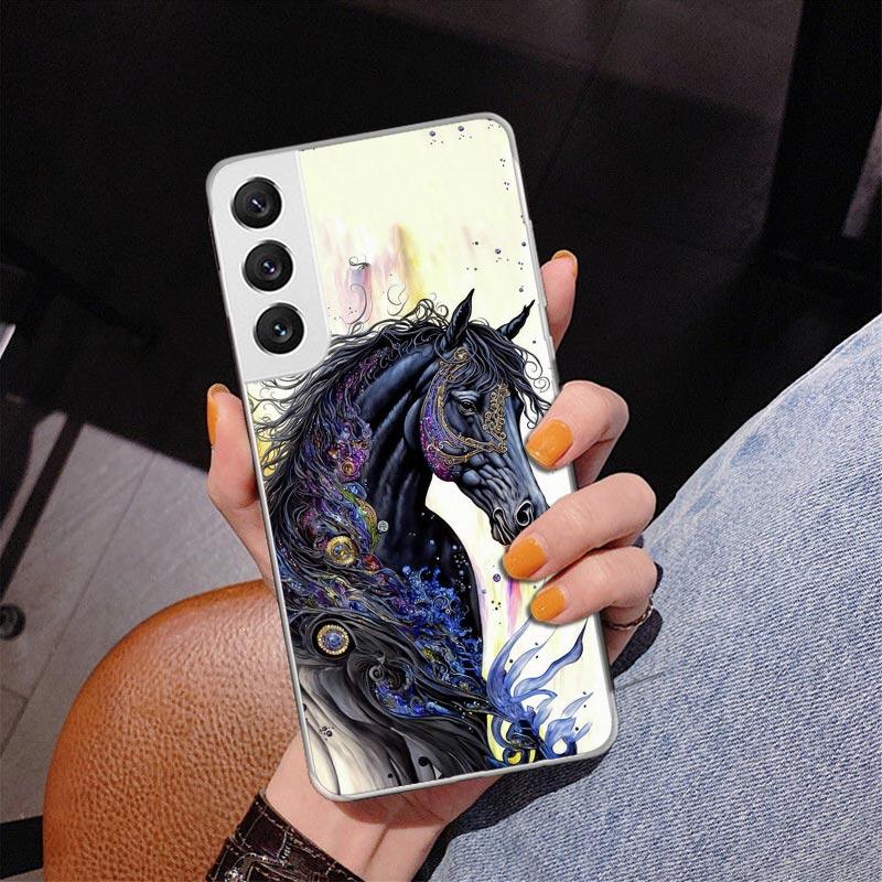 Animal Oil Painting Horse Phone Case For Samsung Galaxy S24 S25 Edge S26 Ultra S23 S22 S21 Plus S20 FE + Personalized Print Cove