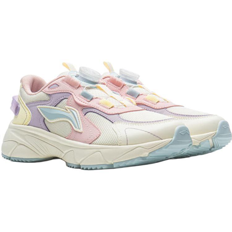 Li Ning Kids Comfortable Versatile Non-Slip Low-Top Casual Shoes Kids sneaker Off-White YKCU228-4