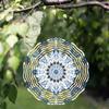 Blue and Golden Mandala Metal Wind Chime Handcrafted Outdoor Garden Decor with Intricate Floral Design Golden Accents Durable Wind Chimes