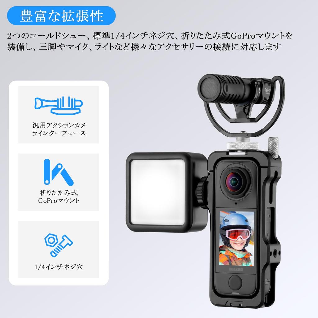 Selens Insta360 X4 Aluminiowa Obudowa Ochronna do Kamery Panoramicznej z Rozszerzeniem Powietrznym, z Ramką Montażową i Śrubową Osłoną Obiektywu, Odporna na Wstrząsy, Kompatybilna z