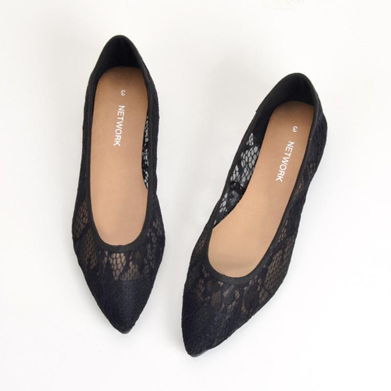 Ladies Pointed Toe Soft-bottom Loafers Women Fashion Hollow Out Flats Breathable Female Slip On Low Heels Work Shoes Moccasins