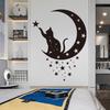 Black Moon Cat Wall Stickers Stars Home Bedroom Decor Peel and Stick Wall Art Removable Vinyl Decals for Room Beautification