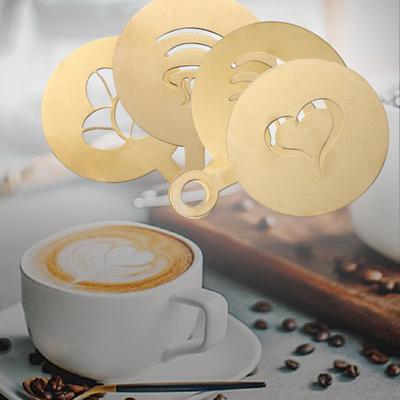 4Pcs/Set Stainless Steel Coffee Stencils Different Hollow Pattern Latte Art Mold Cappuccino Arts Templates Cake Decor