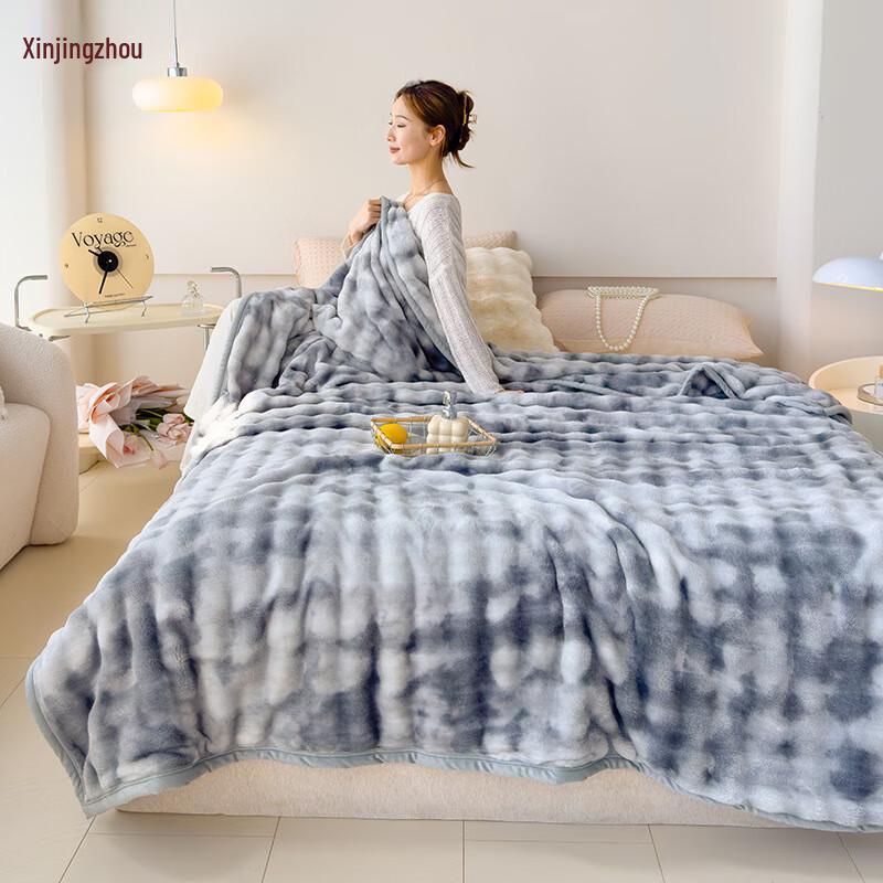 Faux Rabbit Velvet Bubble Fleece Throw Blanket