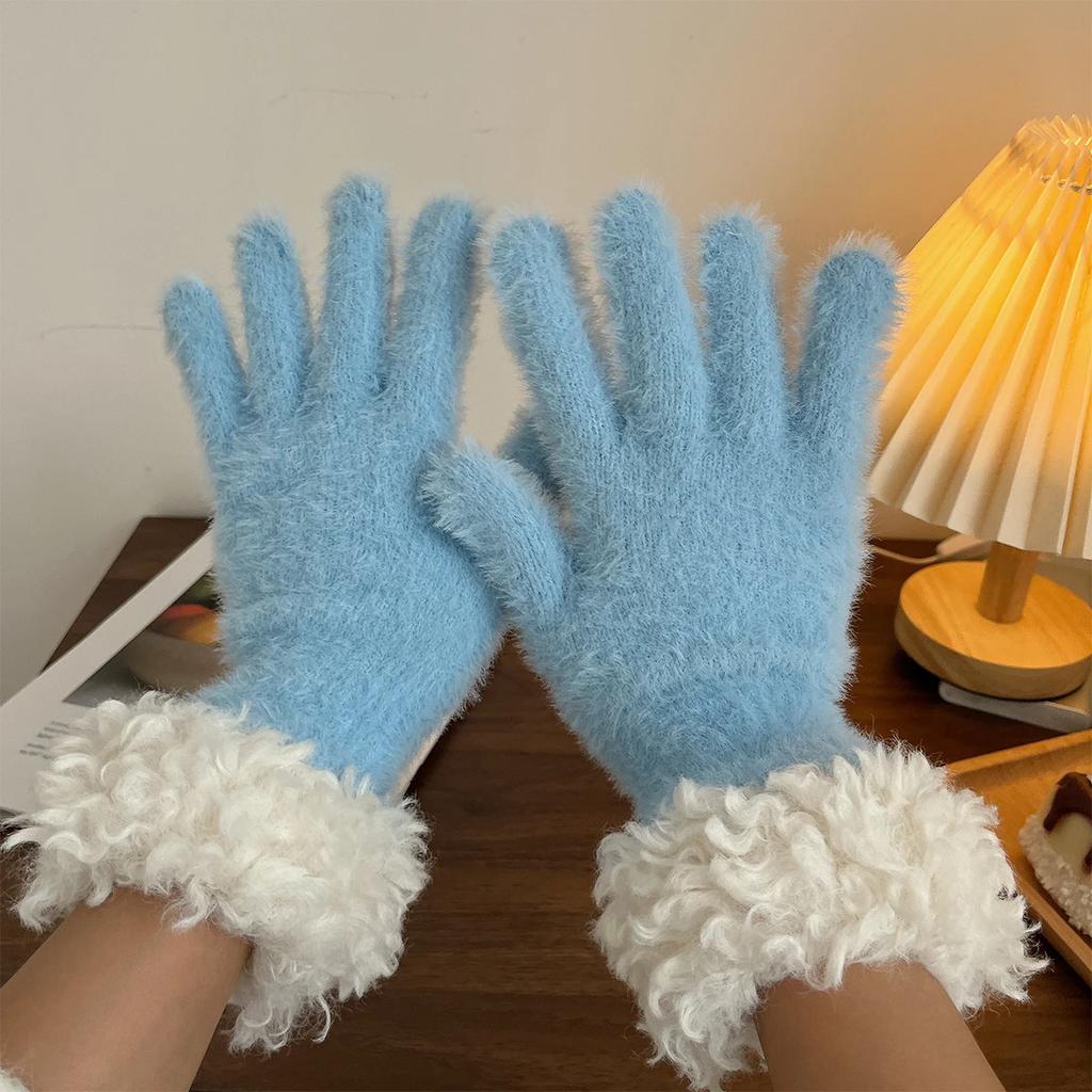 Thickened Knitted Winter Gloves Women's Touchscreen Compatible Fingerless Protector Warm Fleece Lined RChristmas Halloween Glove