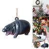 Adorable Moodeng Christmas Hippo Ornament Cartoon Resin Tree Decoration Gift