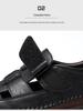 Men's Velcro Casual Closed-Toe Sandals with Hollow Design and Beef Tendon Sole