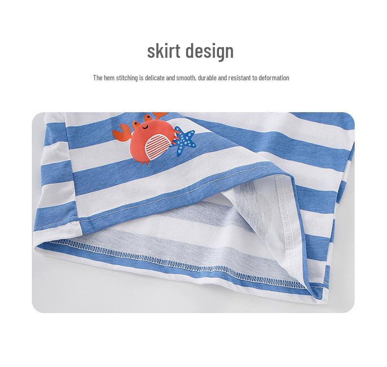 Summer 2023 Cartoon Ocean Print Kids' T-Shirt – Casual, Fashionable Round Neck