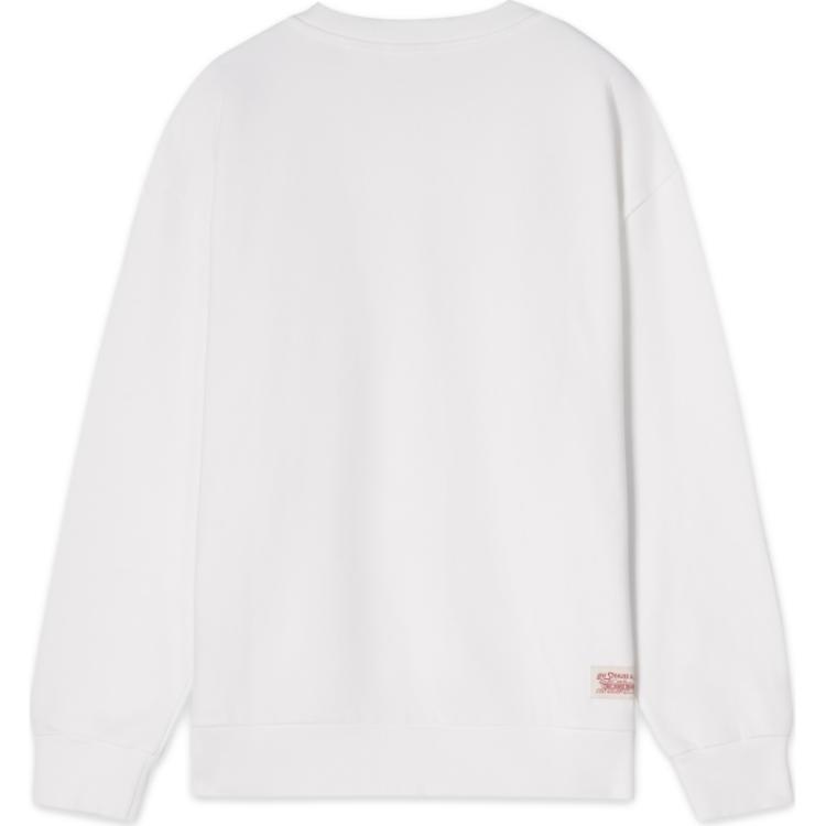 Levis Denim Wanderer Series FW24 Logo Print Ribbed Crew Neck Loose Fit Long Sleeve Sweatshirt Men sweatshirt White 0018N-0000