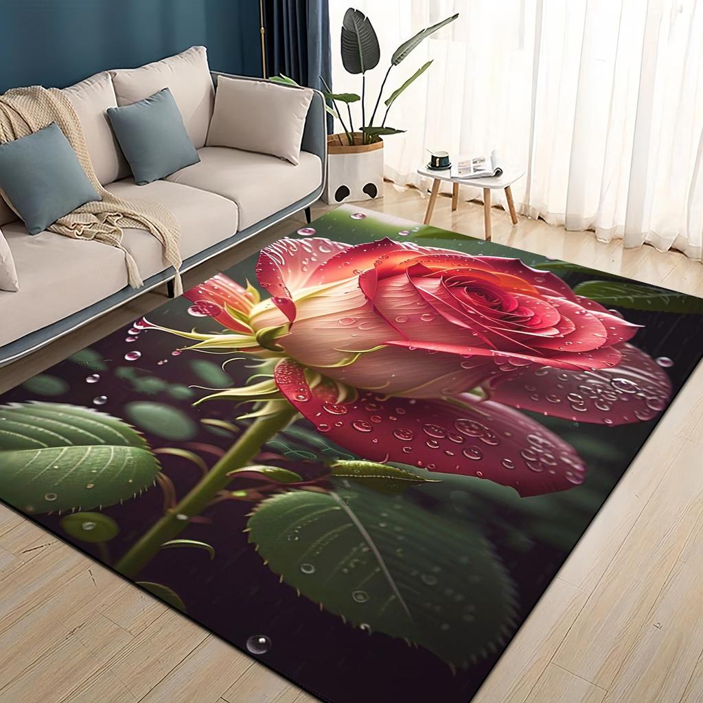 27 Style New Colorful Rose Romantic Flower Love Carpet Rug for Living Room Bedroom Home Sofa Decoration,kids Non-slip Floor Mat