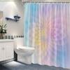 1pc Abstract Swirling Pastel Shower Curtain - Fractal Overlapping Petals Design In Yellow, Pink, Purple & Blue, 177.8x177.8 Cm