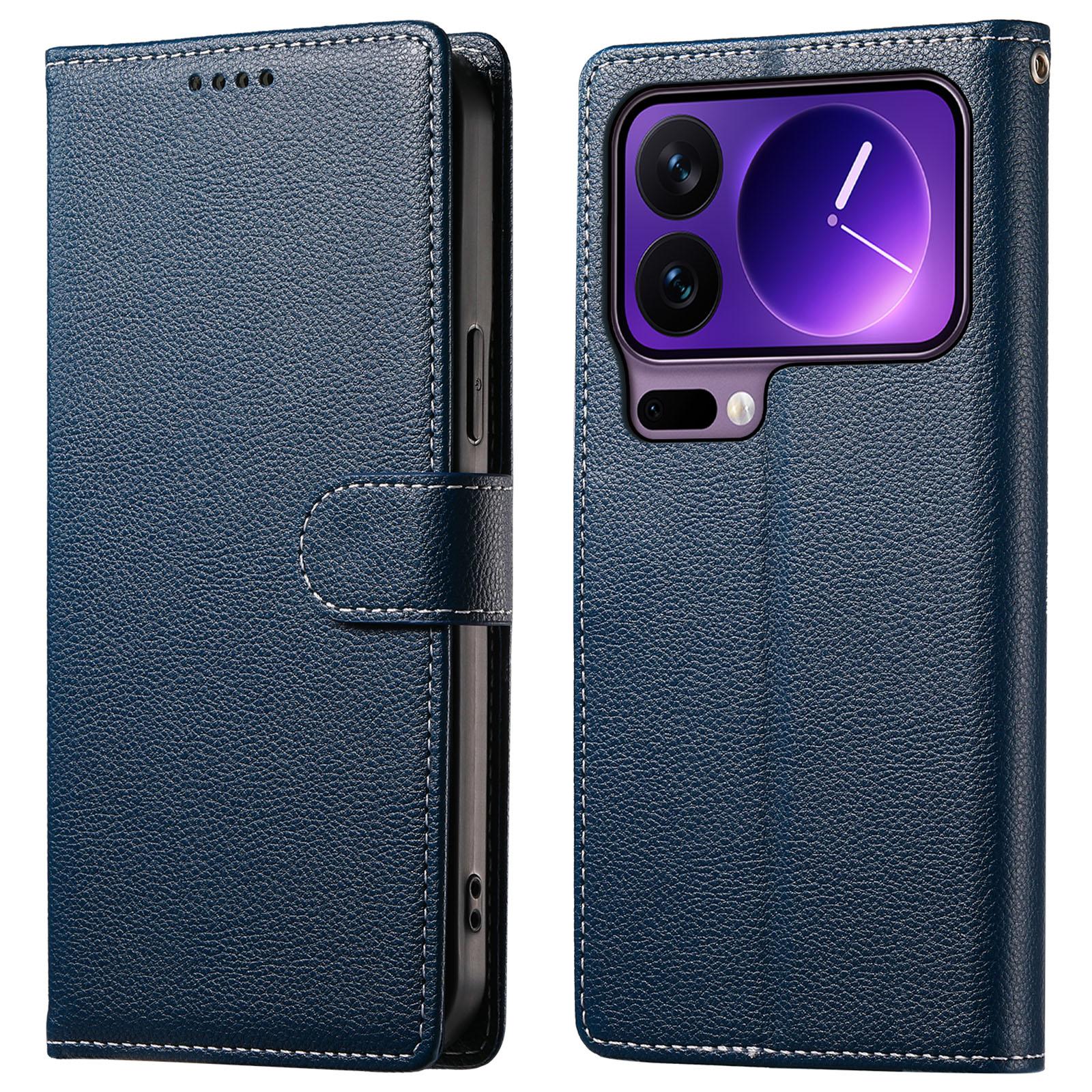 

For Xiaomi 17 Pro Case Magnetic Snap Litchi Texture Leather Wallet Phone Cover with Wrist Strap
