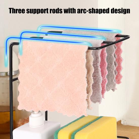 Kitchen Storage Rack Wall-Mounted Design Space-Saving Installation No-Hole Punching Sponge Towel Holder Home Restaurant Organizer