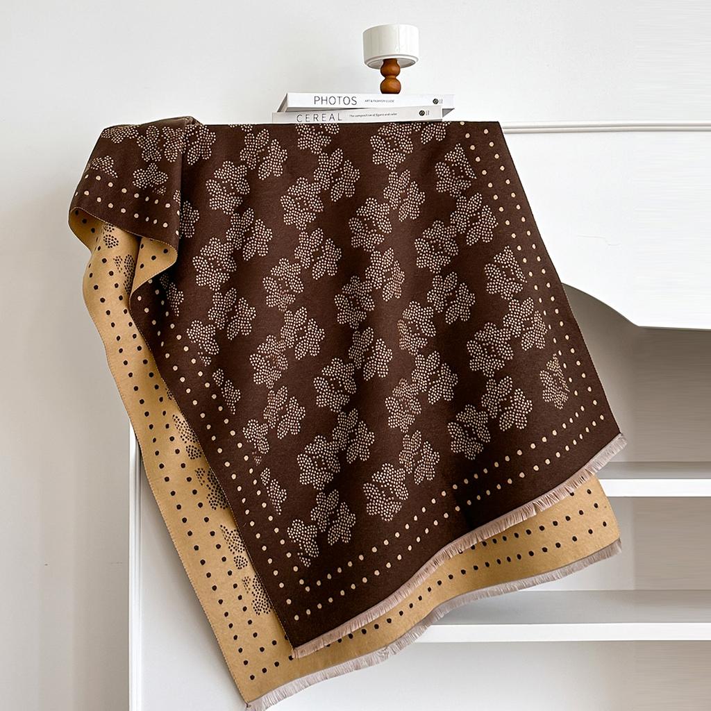 Luxury  Women Two-Sided Print Scarf Soft Warm Pashmina Butterfly Shawl Winter Outdoor Coldproof Windproof Blanket Scarf