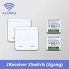 433MHz RF Wireless Relay Switch Receiver Smart Home 1/2/3 Gang Remote Control Wall Panel Module with 2-Way Control Function
