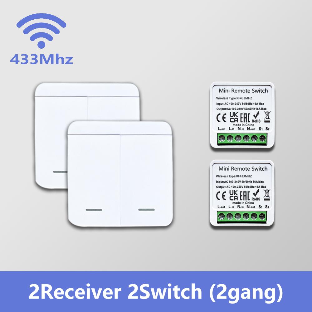 433MHz RF Wireless Relay Switch Receiver Smart Home 1/2/3 Gang Remote Control Wall Panel Module with 2-Way Control Function