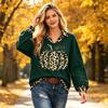 Women's Casual Two-Piece Collared Blouse with Color Block Spliced Design for Everyday Wear