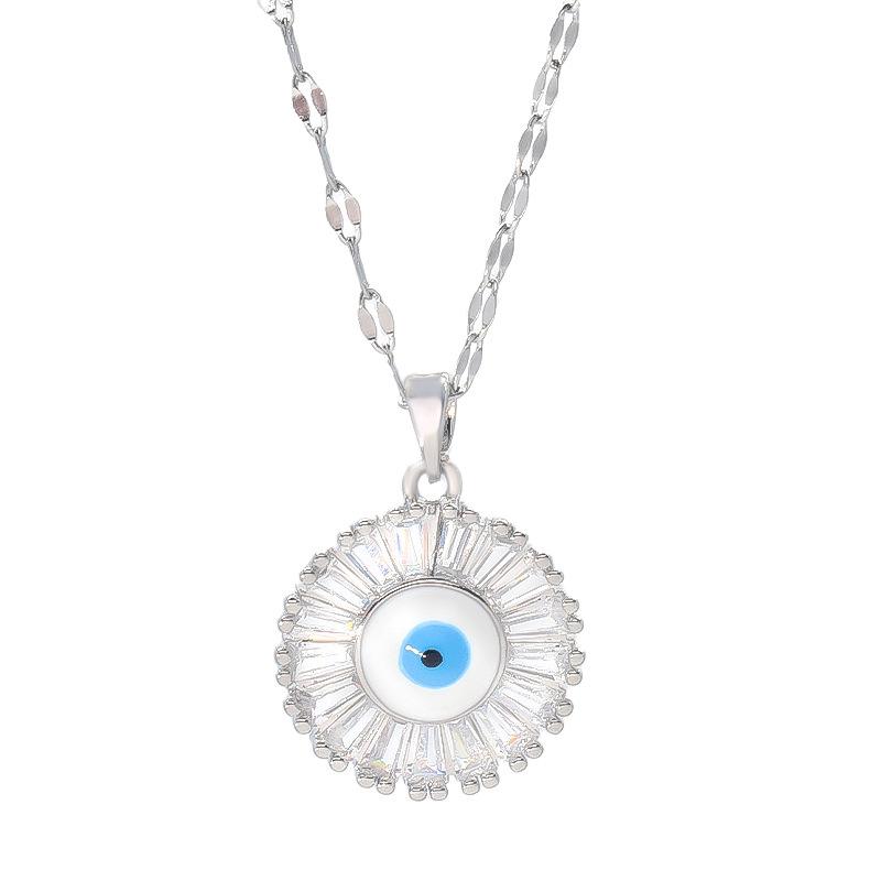 Creative Devil'S Eye Necklace Women'S Personality Trend Versatile Diamond Blue Eye Pendant