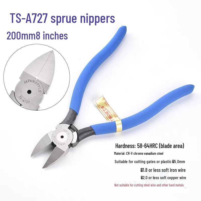 TSDETS Sprue Pliers Set: Includes 6" Side Cutting, 5" Diagonal Cutting, and 7" Wire Cutting Pliers for Plastic and Electrical Work.