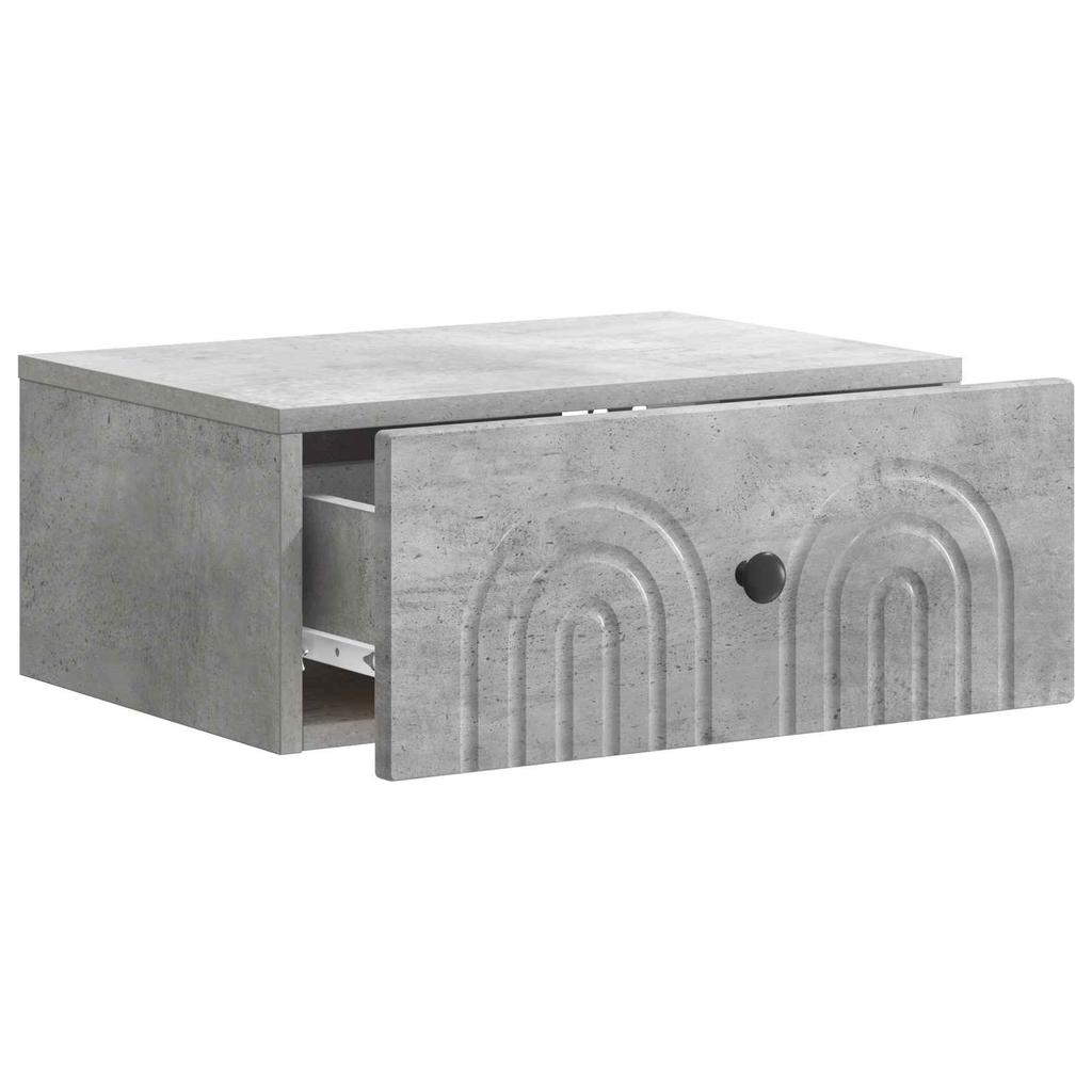 Wall Mounted Nightstand Concrete Grey 49 x 34.5 x 20 cm