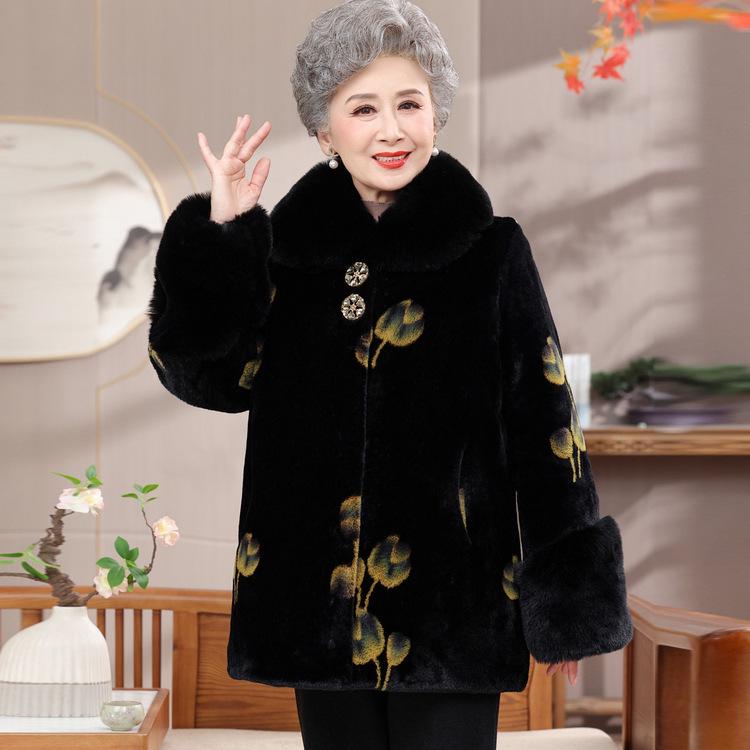 2025 Faux Mink Velvet Coat: Stylish, Thickened Outerwear for Middle-Aged & Elderly Women, Ideal for Autumn & Winter