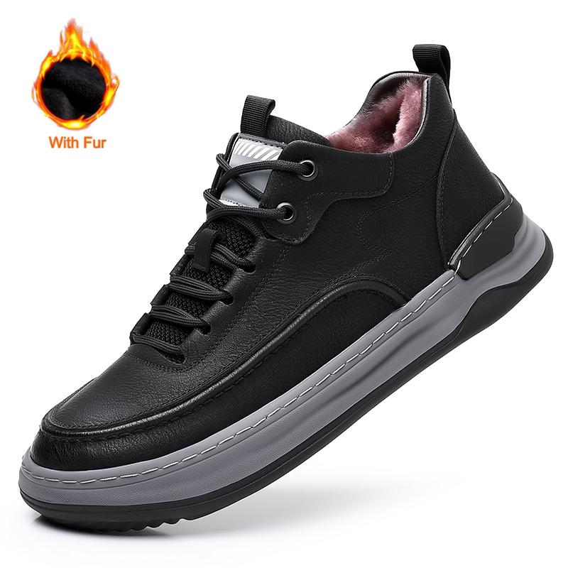 Fashion 2025 Men's Casual Shoes Keep Warm Lace-up Leather Mens Oxford Shoes Outdoor Driving Anti slip Sports Shoes Zapatillas Hombre
