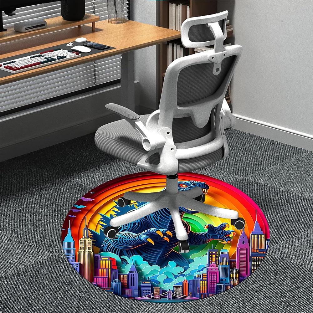 

1pc Dinosaur Office Round Area Rug, Under Office Chairs Bedroom Living Room Home Decor, Room Deco, Available in Various Sizes234 80cm by 80cm