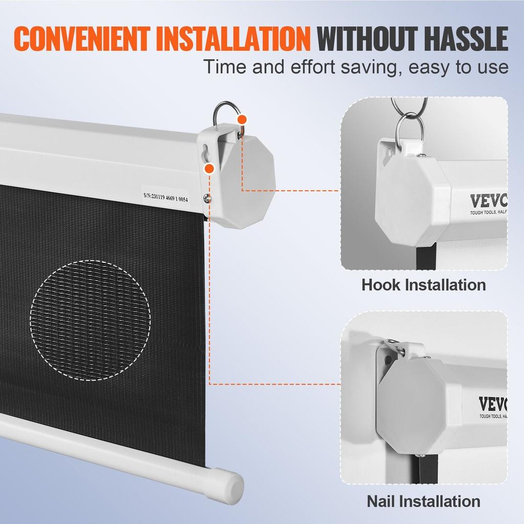 Manual Pull Down Projector Screen, 100 Inch 16:9 4K 1080 HD Retractable Projector Screen, Auto-Locking Portable Projection Screen, Portable Projector