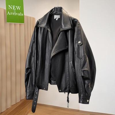 Women's Boyfriend Style PU Leather Lapel Jacket