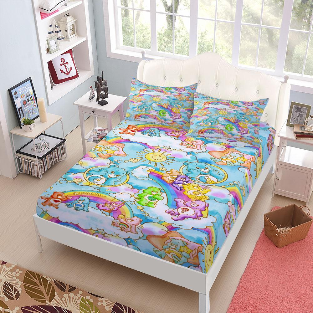 Halloween Happy Bear Children Fitted Sheet Set King Queen Double Full Size Bed Linen Set