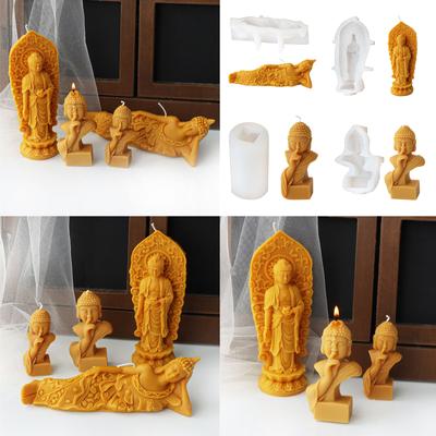 Matrite multifunctionale din silicon Matrite artistice Forme de Buddhas Matrite pentru lumanari din silicon Matrite usor de demolat pentru confectionarea lumanarii