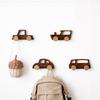 Cartoon Car Solid Wood Decorative Double Hooks Key Holder Wall Mounted No Drill Coat Rack Entryway Storage Kids Room Home Decor