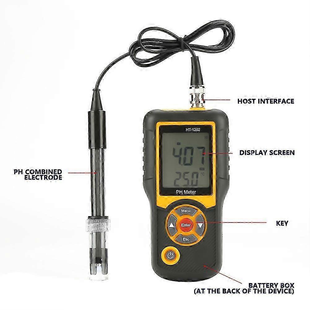 HT-1202 Digital Water Quality Testing Device High Precision PH and MV Measurement with Built-in Temperature Meter