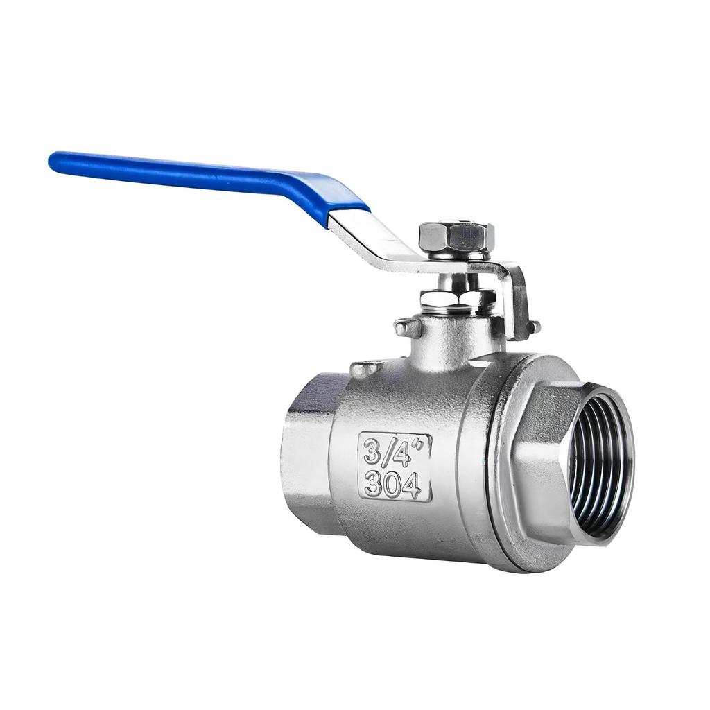 304 Stainless Steel 2-Piece Internal Thread Ball Valve, Sizes 1/2", 3/4", 1