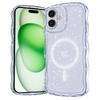 For iPhone 16 Magnetic Case Wave Edge Glitter TPU Phone Back Cover - Laser Butterfly