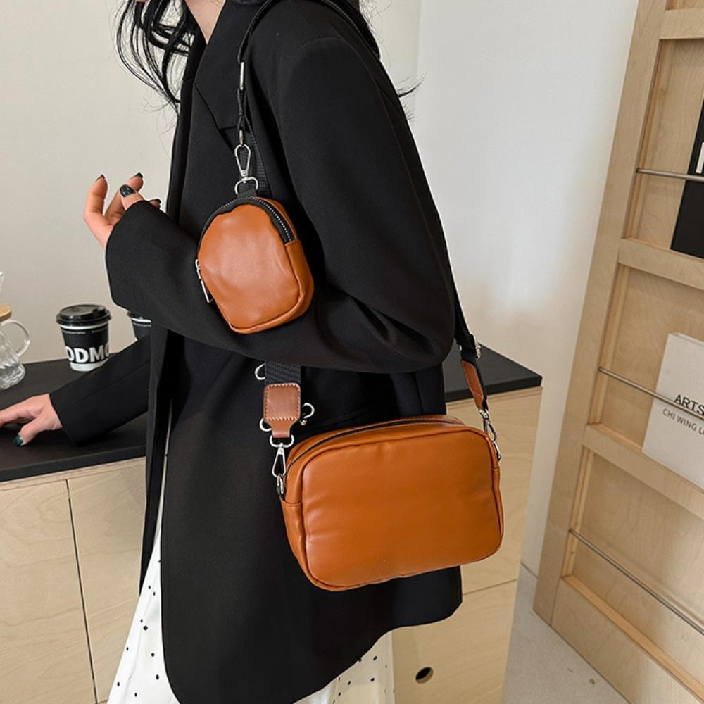 Large Capacity PU Leather Bag Cross Body Shoulder Bag Fashion Bag with Pouch  Girls