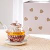 Red Flower Design Tea for One Set Glass Teapot Porcelain Saucer and Teacup Strainer Coffee Cup with Gift Box