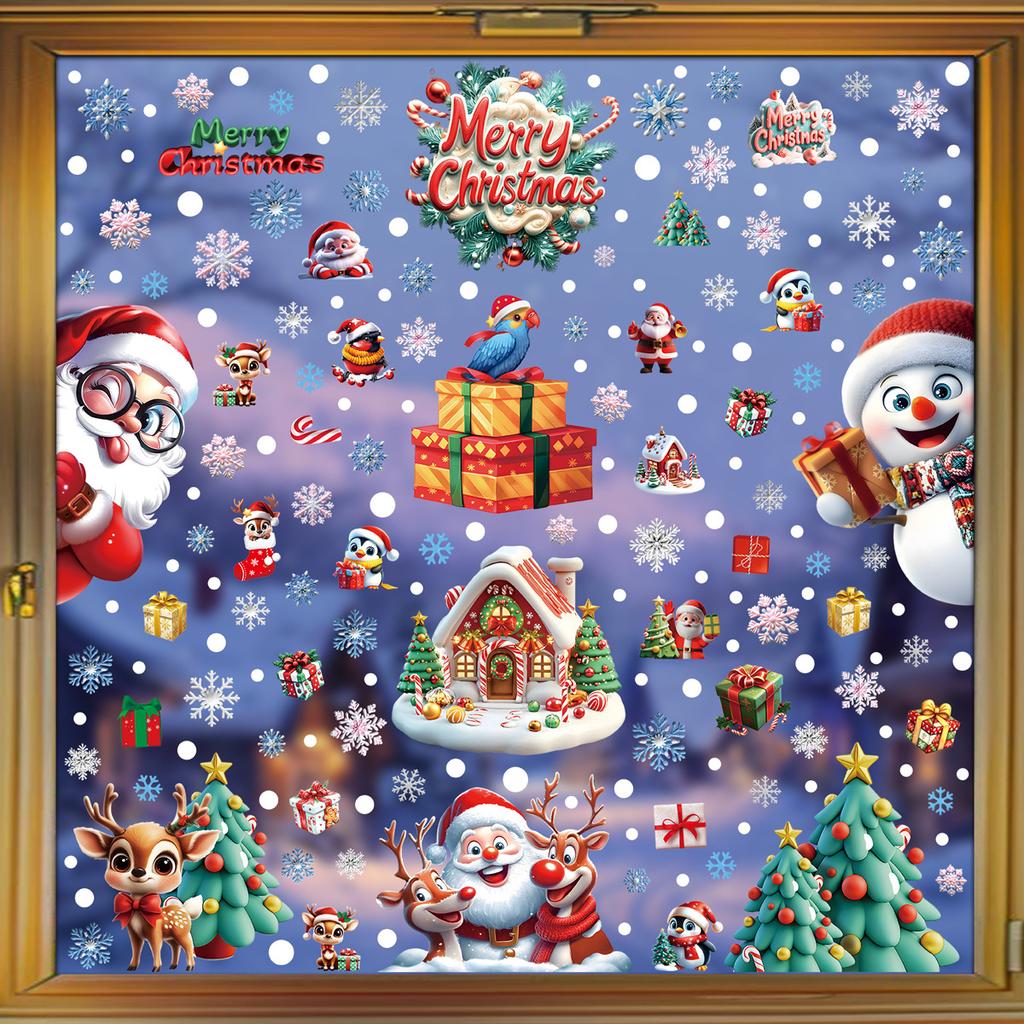 Christmas Window Stickers Set, Static Cling Glass Décor for Home