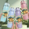 1PC Capybara Cartoon Quote Badge Print 750ml Color Plastic Sports Water Bottle Leakproof Flip Straw Lid Suitable for Sports Office Home Use