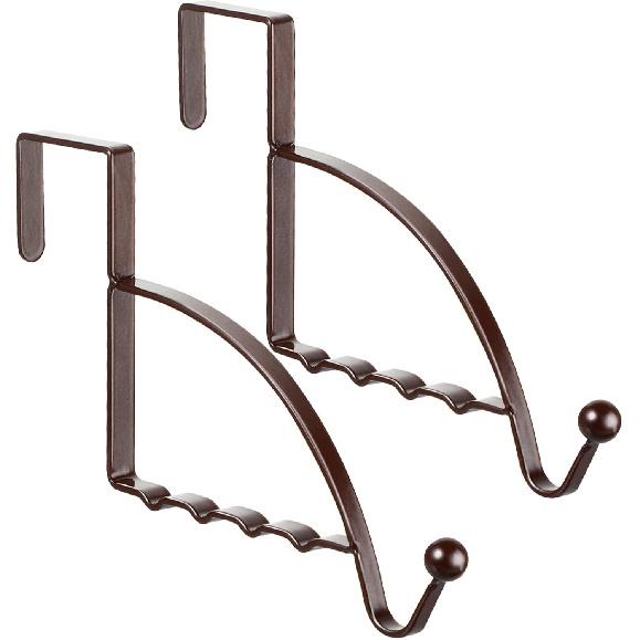 Hotop 2 Pcs Over The Door Hooks Over Door Hanger Sturdy Valet Hooks Mounted Hanging Storage Organizer Rack for Clothes Coats Towels Hats Scarves